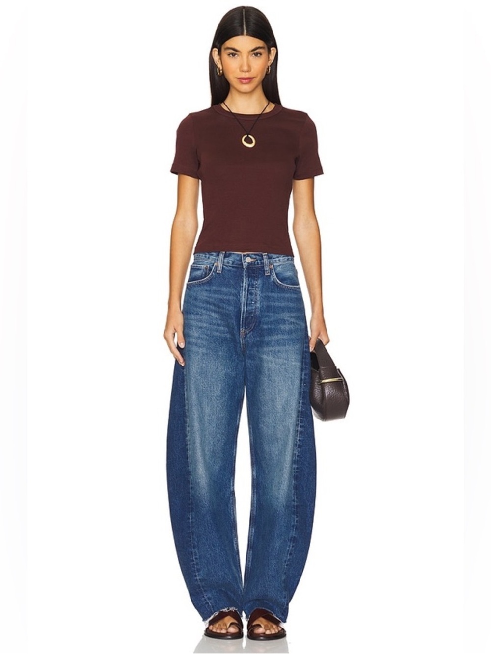 AGOLDE Luna Pieced High Rise Barrel Jeans Curved Taper Style Split Wash 29